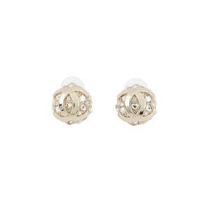 Chanel Cc Logo Round Earrings Metal #250005C93B